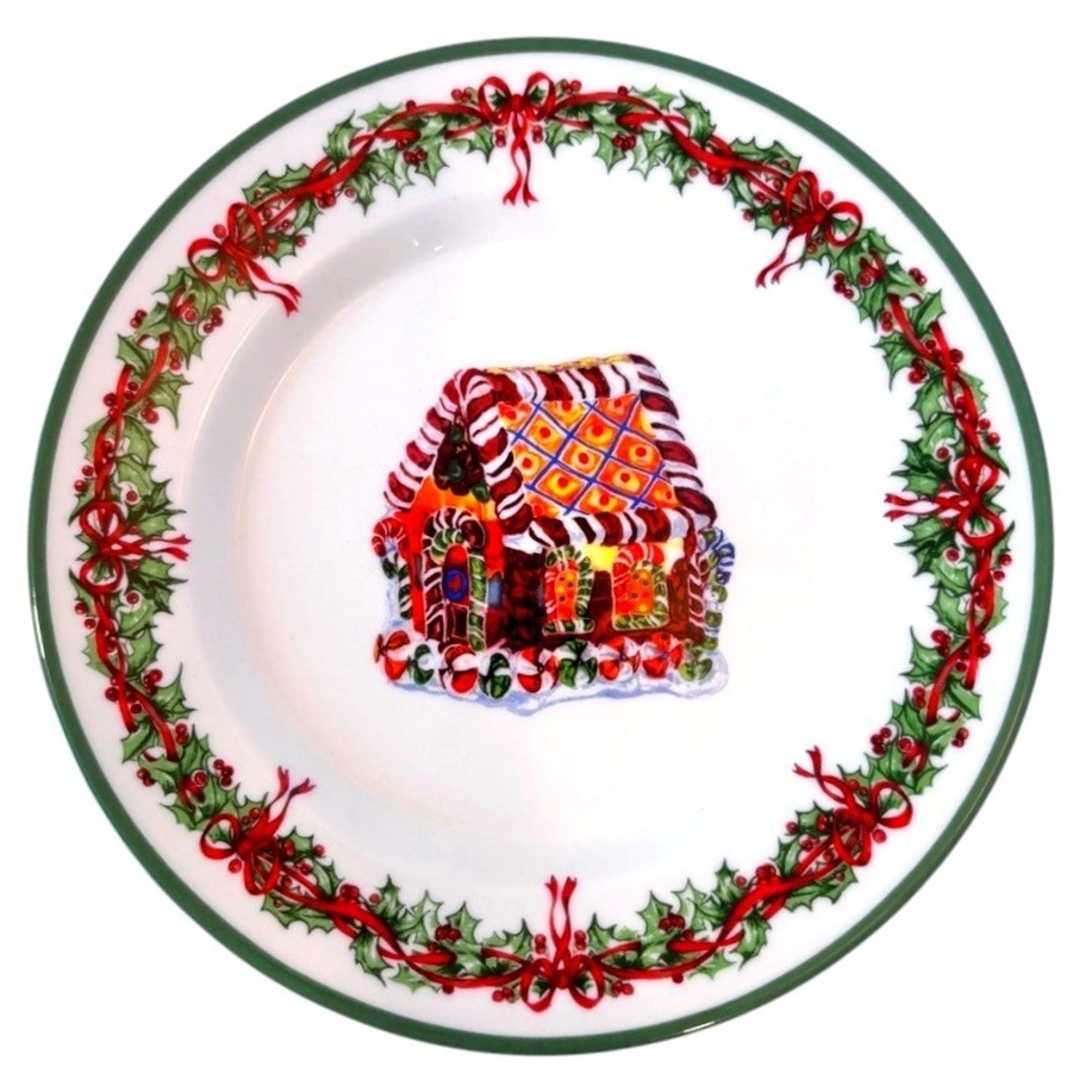 Christopher Radko Holiday Celebrations Gingerbread House Dessert Serve Plate 8in